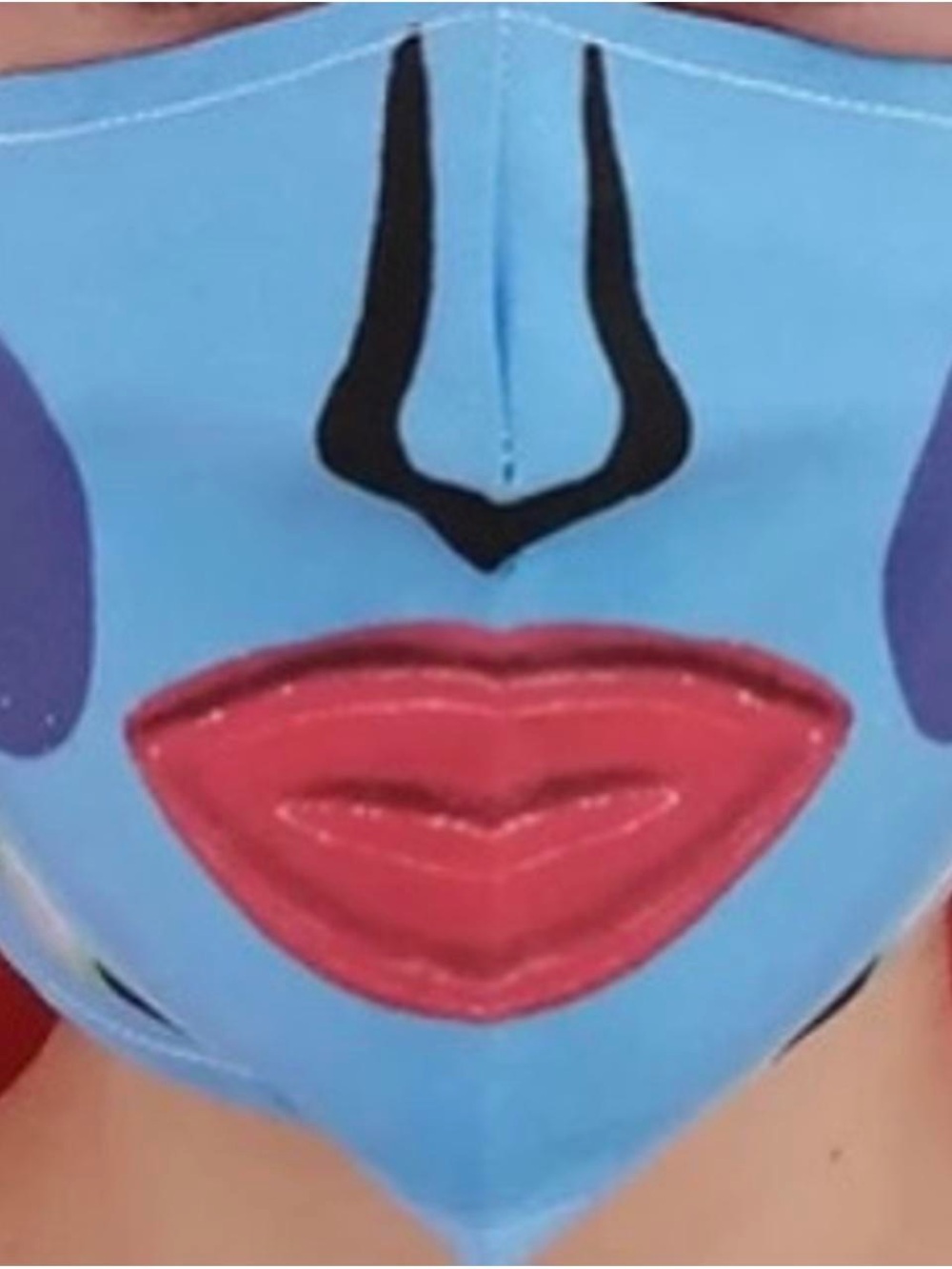 Blue Decorative Face Mask with Pink Lips Print